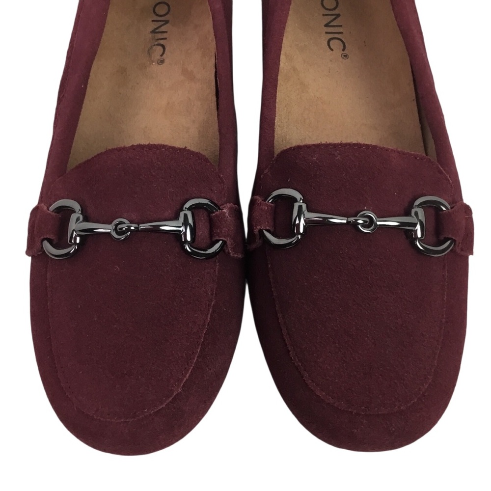 NWOT Vionic Bibiana Suede Slip On Horsebit Loafers Burgundy - Picture 7 of 13